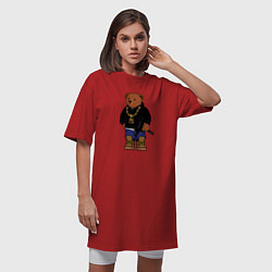 Футболка женская-платье Gangsta bear Крутой мишка, цвет: красный — фото 2