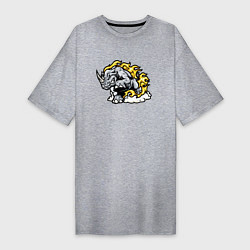Футболка женская-платье Разъяренный носорог Power Мощь, цвет: меланж