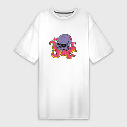 Футболка женская-платье Skull Octopus, цвет: белый