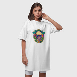 Футболка женская-платье Summer - Skull, цвет: белый — фото 2
