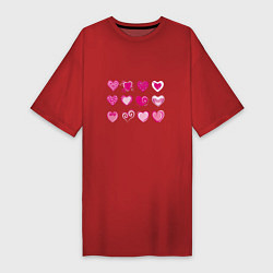 Женская футболка-платье РОЗОВЫЕ СЕРДЕЧКИ PINK HEARTS