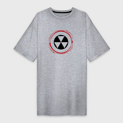 Женская футболка-платье Символ радиации Fallout и красная краска вокруг