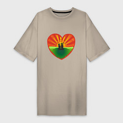 Женская футболка-платье Сердце на двоих A heart for a couple at sunset