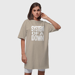 Футболка женская-платье System of a Down логотип, цвет: миндальный — фото 2