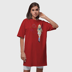 Футболка женская-платье Девушка и фейверк, цвет: красный — фото 2
