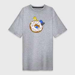 Женская футболка-платье Большой пончик с глазурью принт Гомер