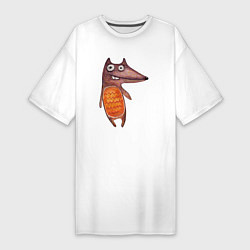 Женская футболка-платье Забавный волк детский рисунок