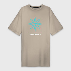 Женская футболка-платье Символ Dark Souls в неоновых цветах