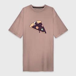 Футболка женская-платье Space - Pizza, цвет: пыльно-розовый