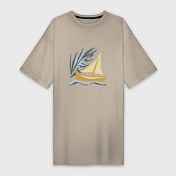 Женская футболка-платье Парусник в океане