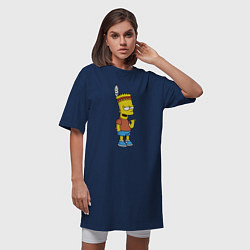 Футболка женская-платье Барт Симпсон - индеец, цвет: тёмно-синий — фото 2
