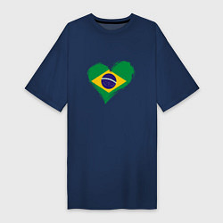 Футболка женская-платье Сердце - Бразилия, цвет: тёмно-синий