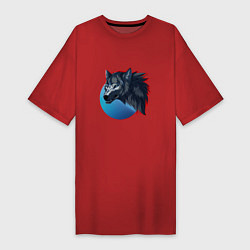 Женская футболка-платье Морда ночного волка