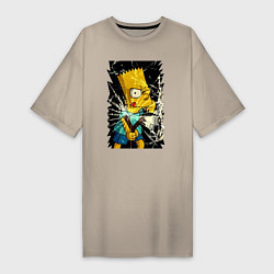 Женская футболка-платье Барт Симпсон с рогаткой