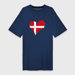 Футболка женская-платье Сердце - Дания, цвет: тёмно-синий