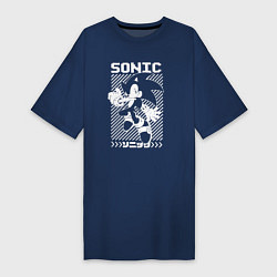 Футболка женская-платье Sonic - game, цвет: тёмно-синий