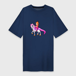 Футболка женская-платье Принцесса на лошади, цвет: тёмно-синий