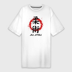 Футболка женская-платье Jiu jitsu red splashes logo, цвет: белый