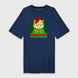 Футболка женская-платье Xmas is no fun, цвет: тёмно-синий