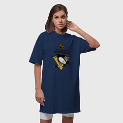 Футболка женская-платье Питтсбург Пингвинз НХЛ логотип, цвет: тёмно-синий — фото 2