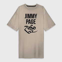 Футболка женская-платье Jimmy Page - Led Zeppelin - legend, цвет: миндальный