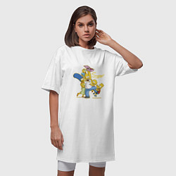Футболка женская-платье Симпсоны и пончики, цвет: белый — фото 2