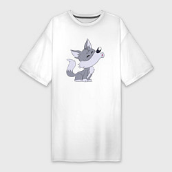 Женская футболка-платье Воющий волчонок