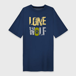 Футболка женская-платье Lone Wolf - одинокий волк, цвет: тёмно-синий