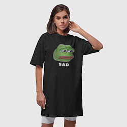 Футболка женская-платье Sad Pepe art, цвет: черный — фото 2