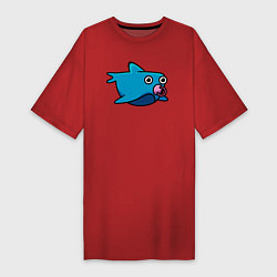 Футболка женская-платье Маленькая акула, цвет: красный