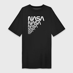 Футболка женская-платье Nasa надписи, цвет: черный