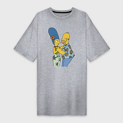 Женская футболка-платье Гомер Симпсон танцует со своей женой Мардж