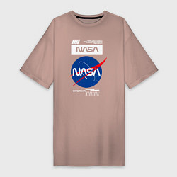 Футболка женская-платье Nasa - Logo, цвет: пыльно-розовый