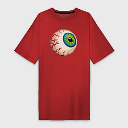 Футболка женская-платье Глаз зомби, цвет: красный