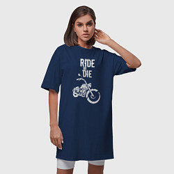 Футболка женская-платье Ride or Die винтаж, цвет: тёмно-синий — фото 2