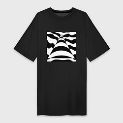 Футболка женская-платье Анималистический принт зебра с оптической иллюзией, цвет: черный