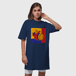 Футболка женская-платье Тыква трехцветная винтаж, цвет: тёмно-синий — фото 2