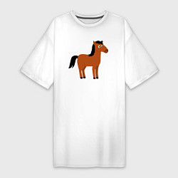 Футболка женская-платье Забавная лошадь, цвет: белый