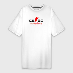 Футболка женская-платье Counter Strike логотип, цвет: белый