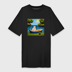 Женская футболка-платье Кот рыбак