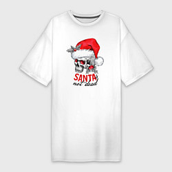 Женская футболка-платье Santa is not dead, skull in red hat, holly