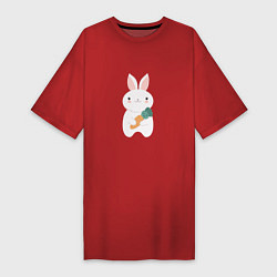 Футболка женская-платье Carrot rabbit, цвет: красный