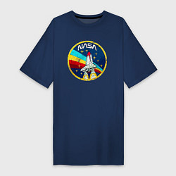 Футболка женская-платье NASA - emblem - USA, цвет: тёмно-синий