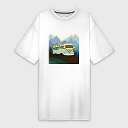 Женская футболка-платье Машина и горы в путешествии