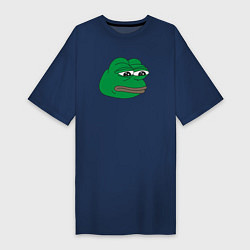 Футболка женская-платье Лягушонок Пепе-Frog Pepe, цвет: тёмно-синий