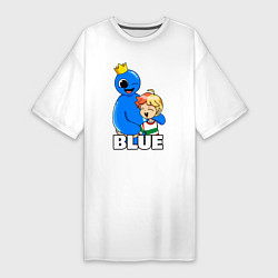 Футболка женская-платье Радужные друзья Синий и малыш, цвет: белый