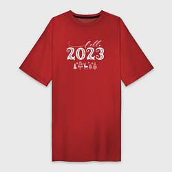 Футболка женская-платье Hello New Year 2023, цвет: красный