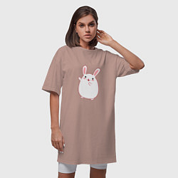 Футболка женская-платье Круглый кролик, цвет: пыльно-розовый — фото 2