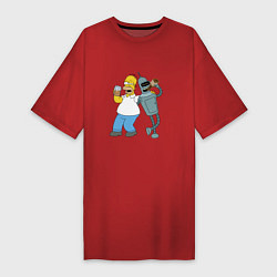 Женская футболка-платье Drunk Homer and Bender