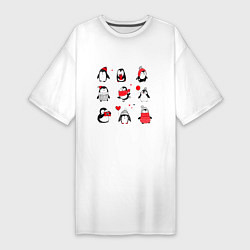 Футболка женская-платье Positive penguins, цвет: белый